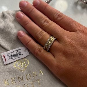 Kendra Scott three rings one diamond and two bands gold. Size 6